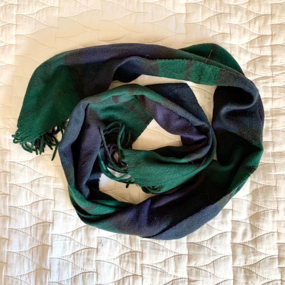 100% Acrylic Cashmink Scarf Green & Blue